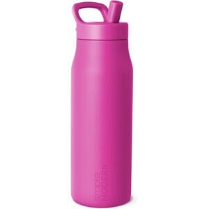 Simple Modern Water Bottle with Push Button Straw Lid | 34oz, Berry